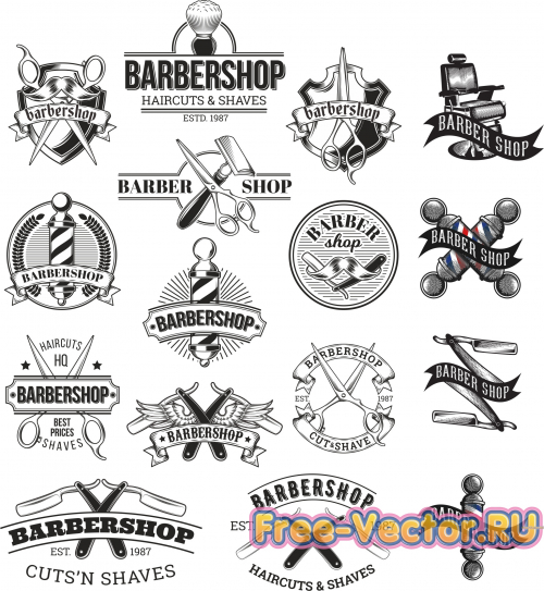 Barbershop логотипы бесплатный вектор
