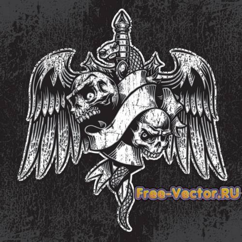 Вектор с черепом s076