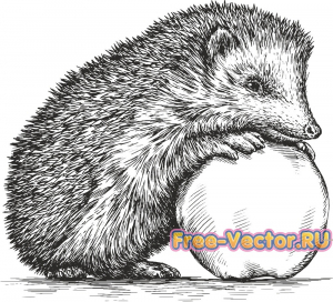 Ежик с яблоком вектор