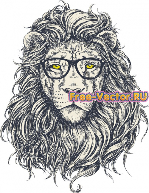 Вектор лев в очках